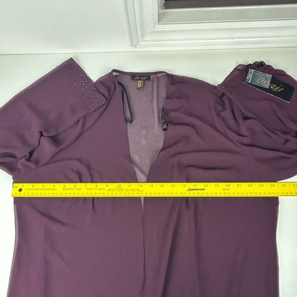 Oblique Cardigan Womens 20 Chiffon Sheer‎ Open Front Wedding Long Sleeve Beaded - Picture 7 of 13